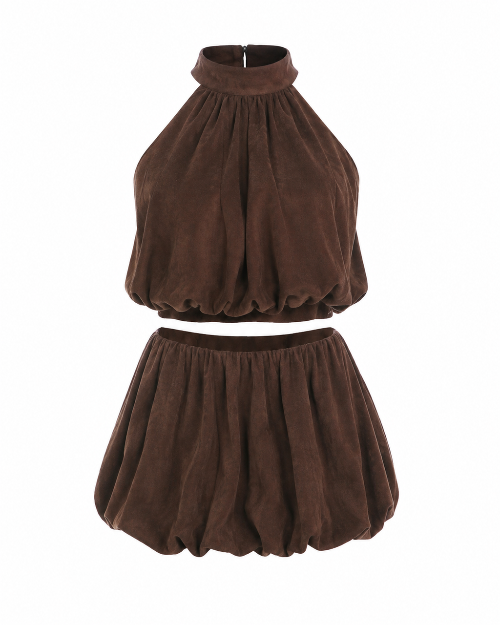 Fallon Mocha Cloud Halter Two-Piece Set