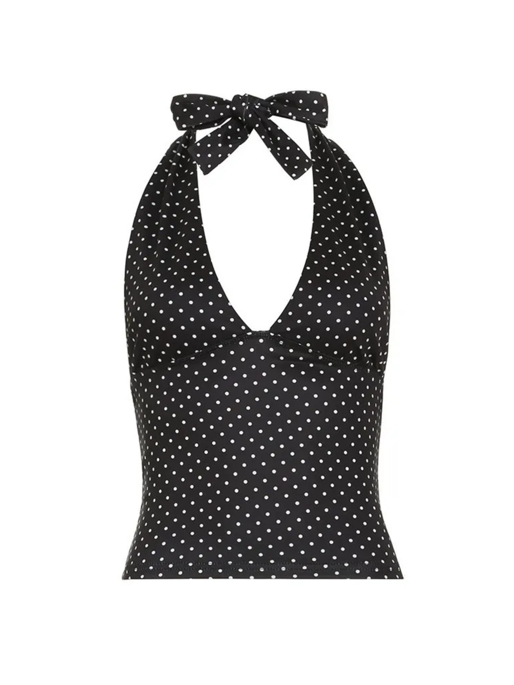 Deep V Halter Tie Top- Polka Dots