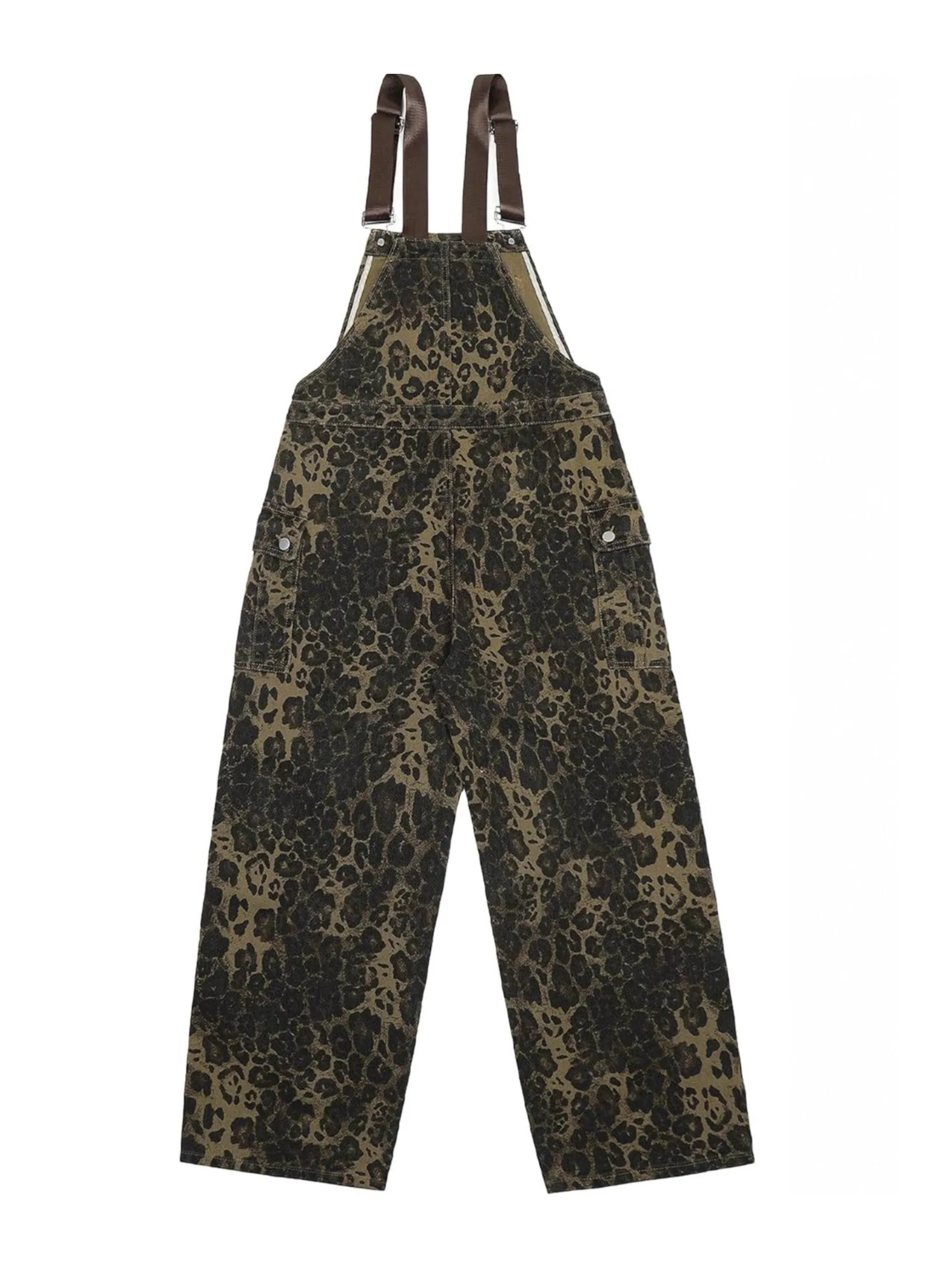 Rania Leopard Print Wide Leg Overalls
