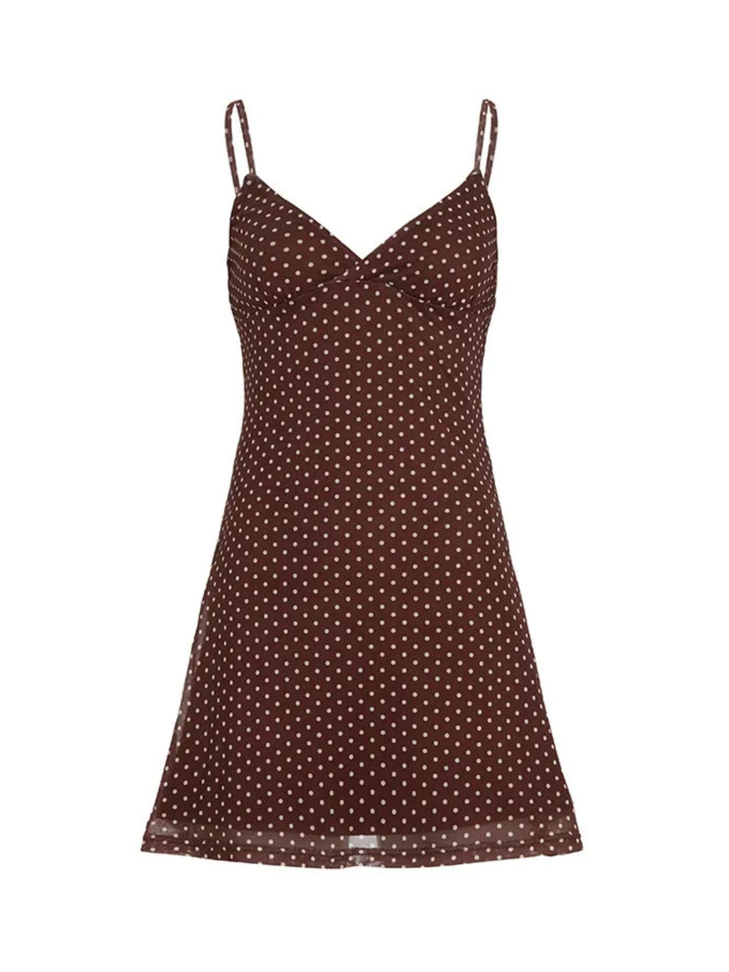 Mocha Polka Dot Slip Mini Dress