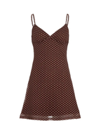 Mocha Polka Dot Slip Mini Dress