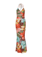Tropical Print Top & Maxi Skirt Set