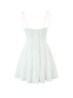 Zelia Embroidered Lace-Up Mini Dress