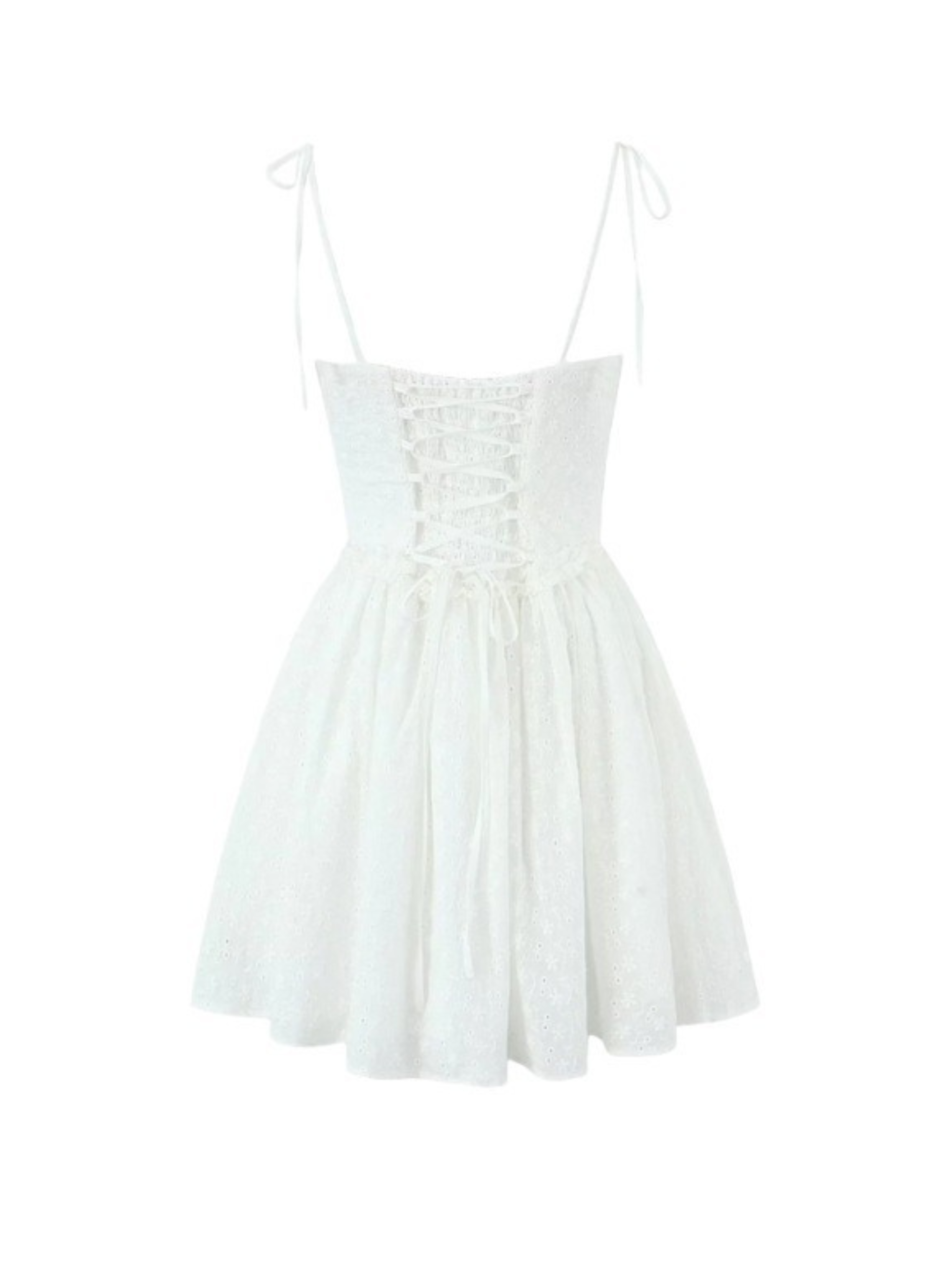Zelia Embroidered Lace-Up Mini Dress
