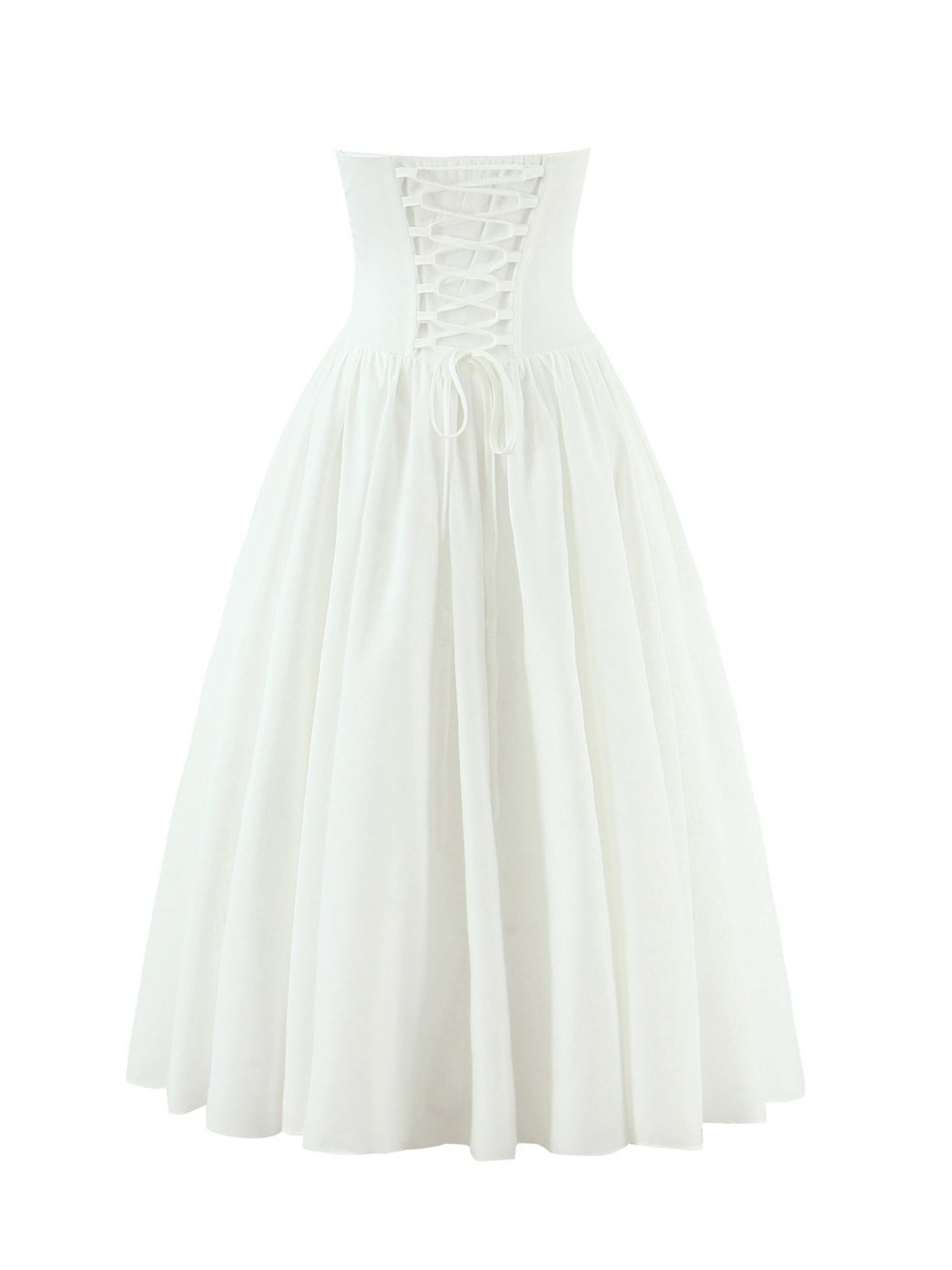 Perin Strapless Bow Corset Midi Dress