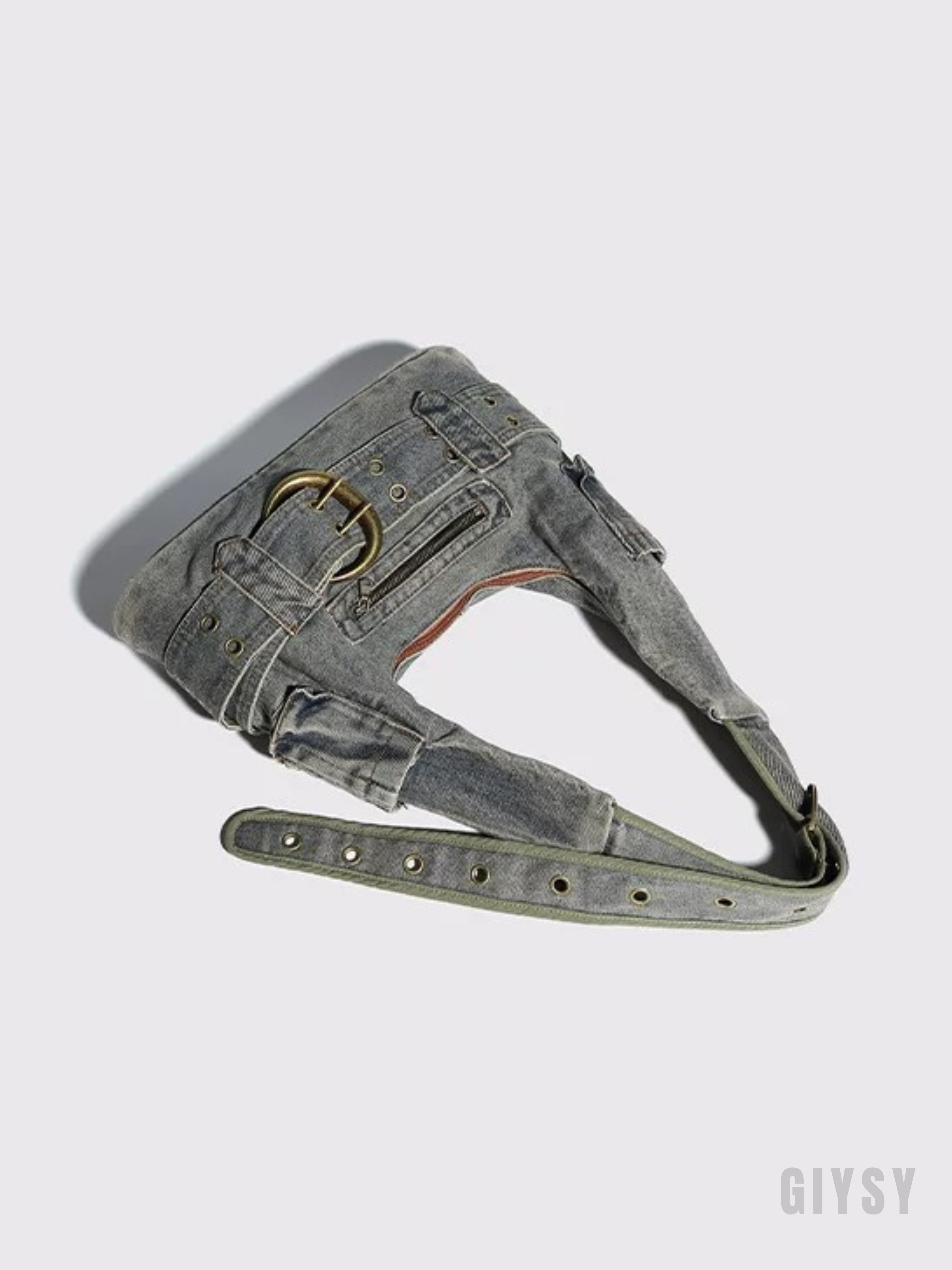 Beatrice Denim Buckle Shoulder Bag