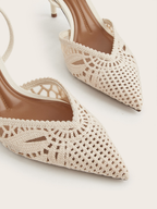 Soreya Pointed Toe Crochet Slingback Heels