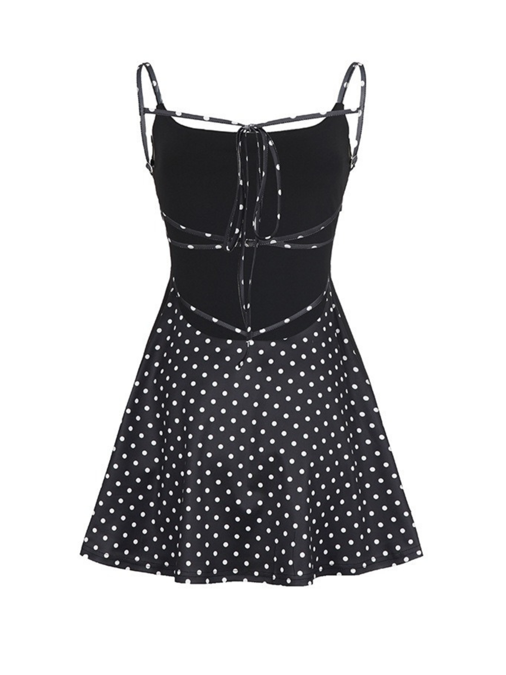 Yuna Polka Dot Lace-Up Mini Dress