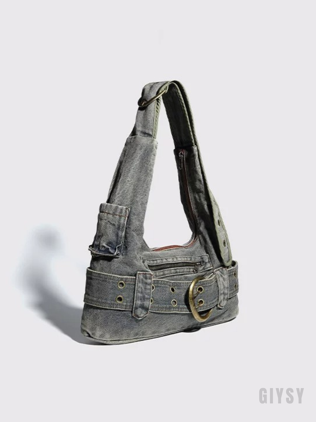 Beatrice Denim Buckle Shoulder Bag