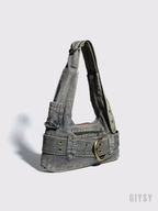 Beatrice Denim Buckle Shoulder Bag