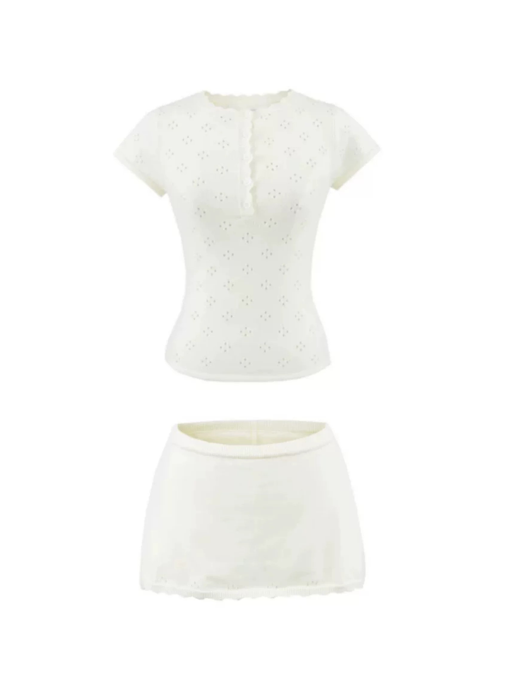 Zoya Eyelet Knit Top & Mini Skirt Set
