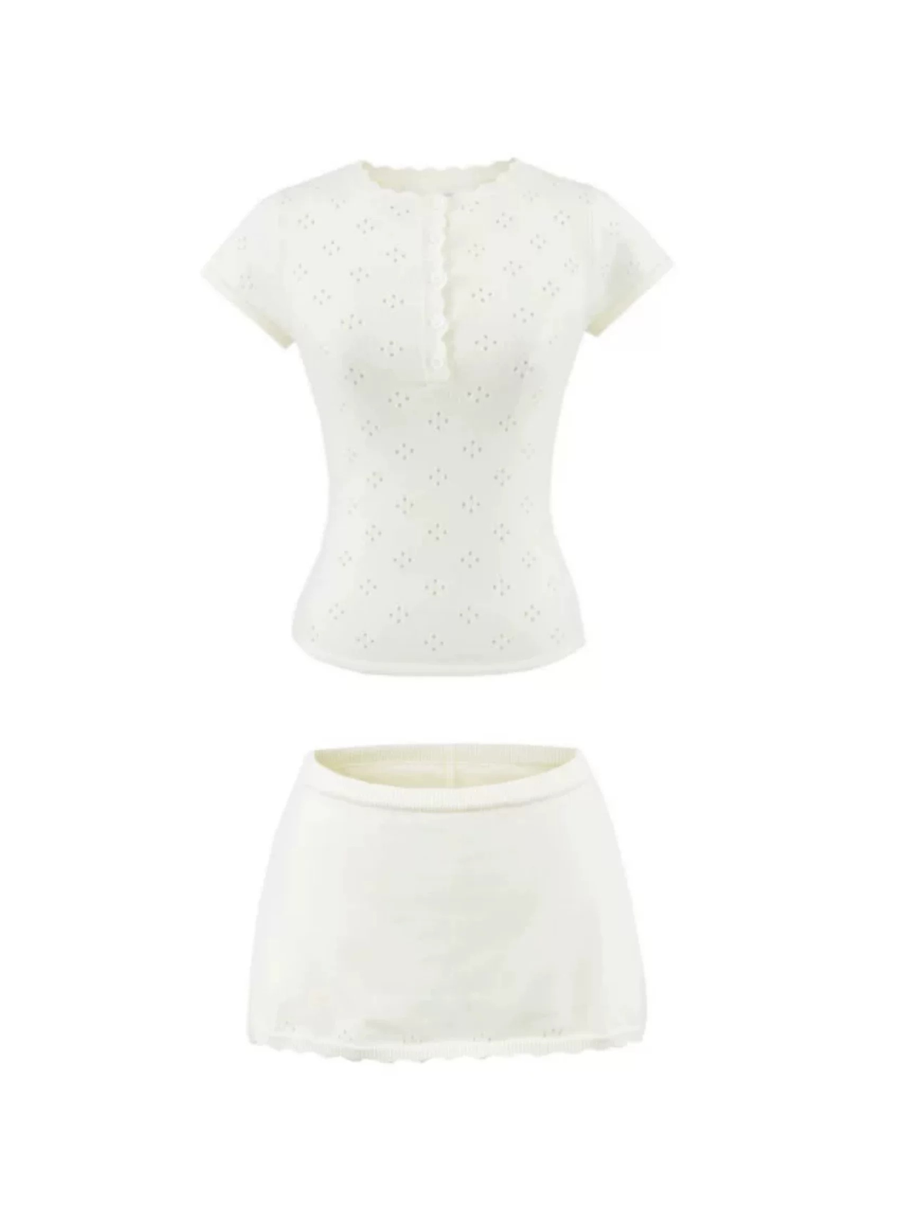 Zoya Eyelet Knit Top & Mini Skirt Set
