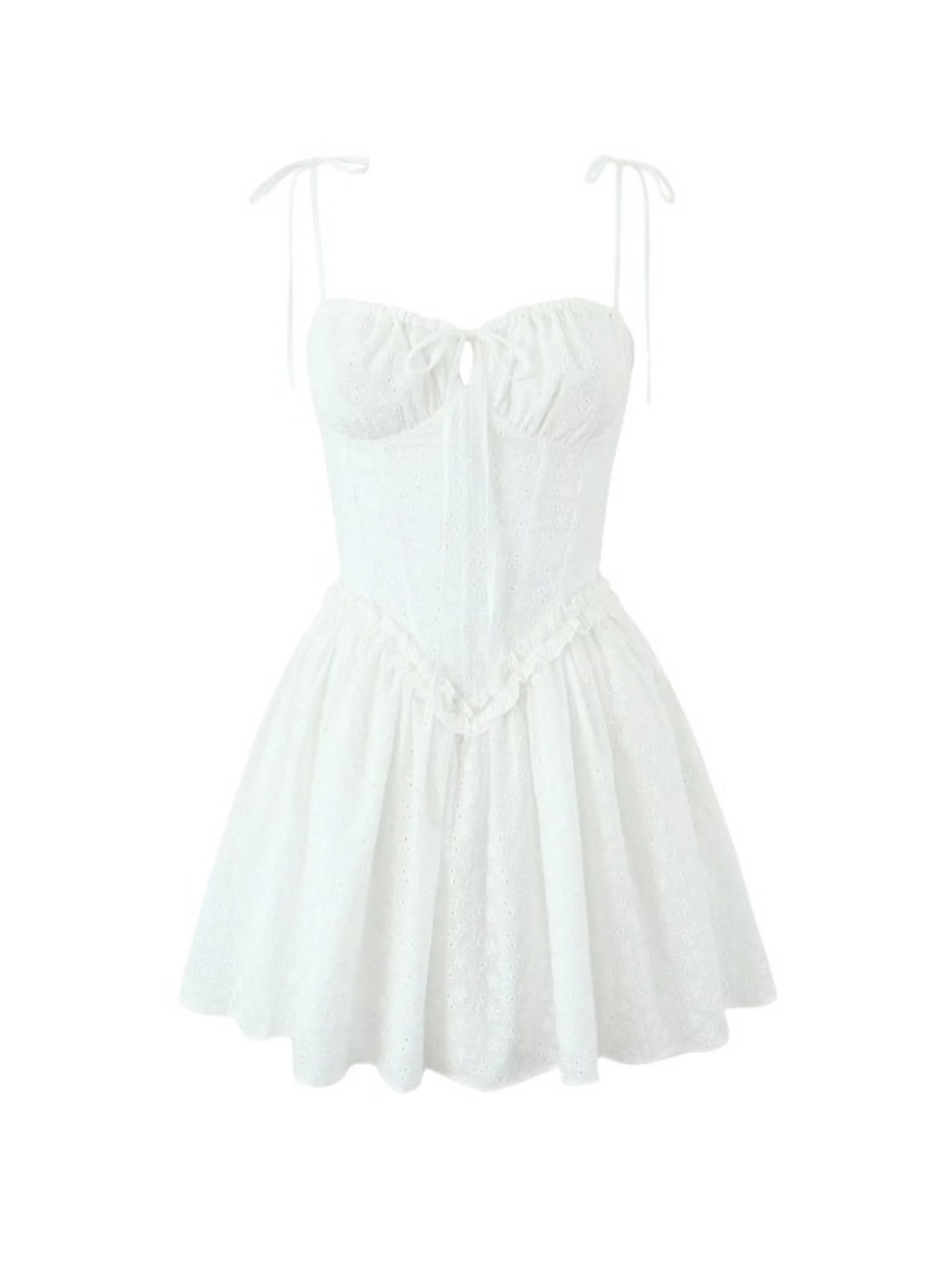 Zelia Embroidered Lace-Up Mini Dress