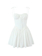 Zelia Embroidered Lace-Up Mini Dress