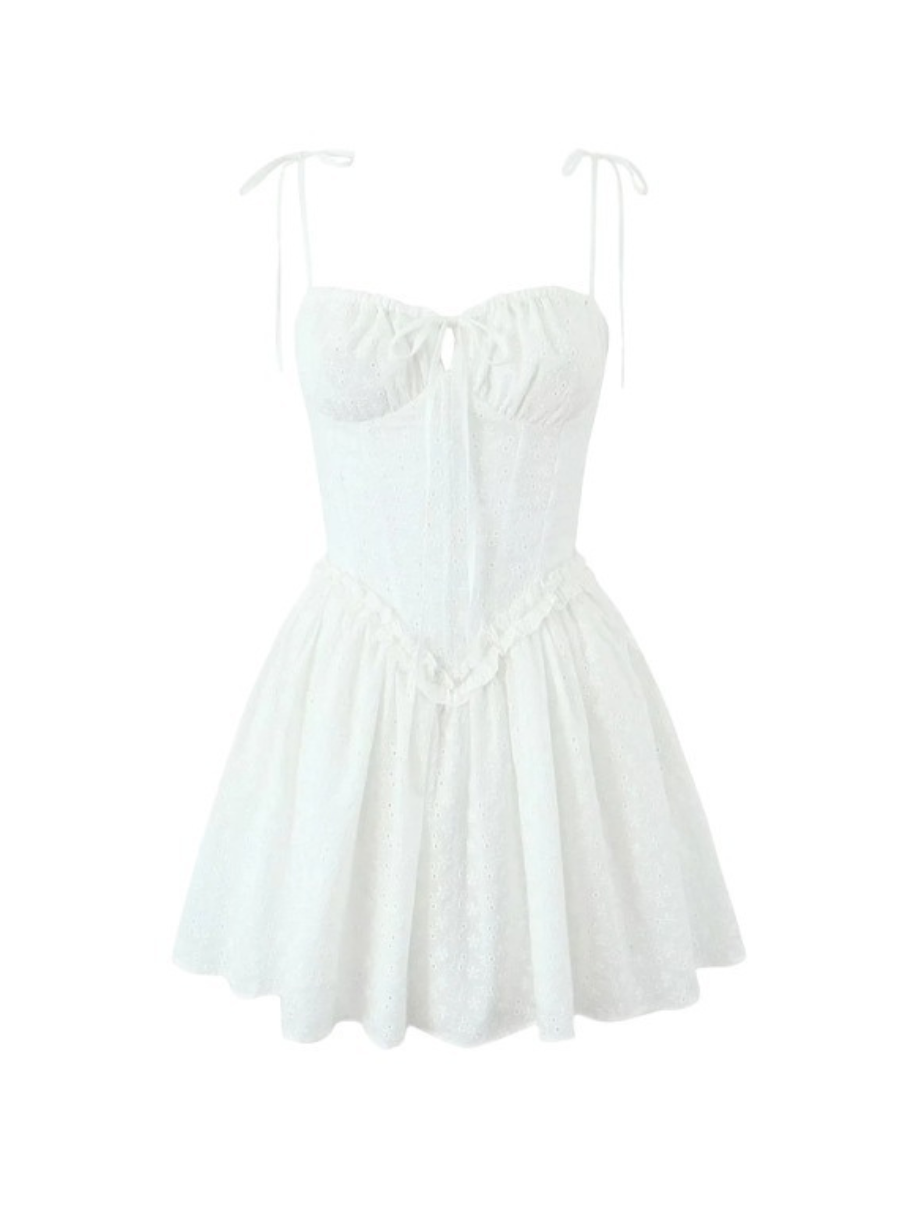 Zelia Embroidered Lace-Up Mini Dress
