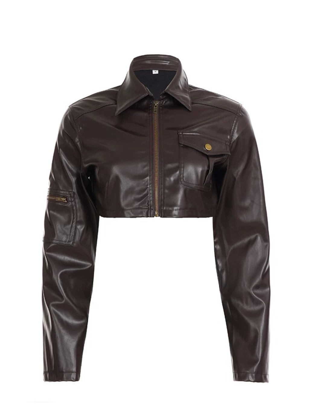 Ember Cropped Faux Leather Bomber Jacket