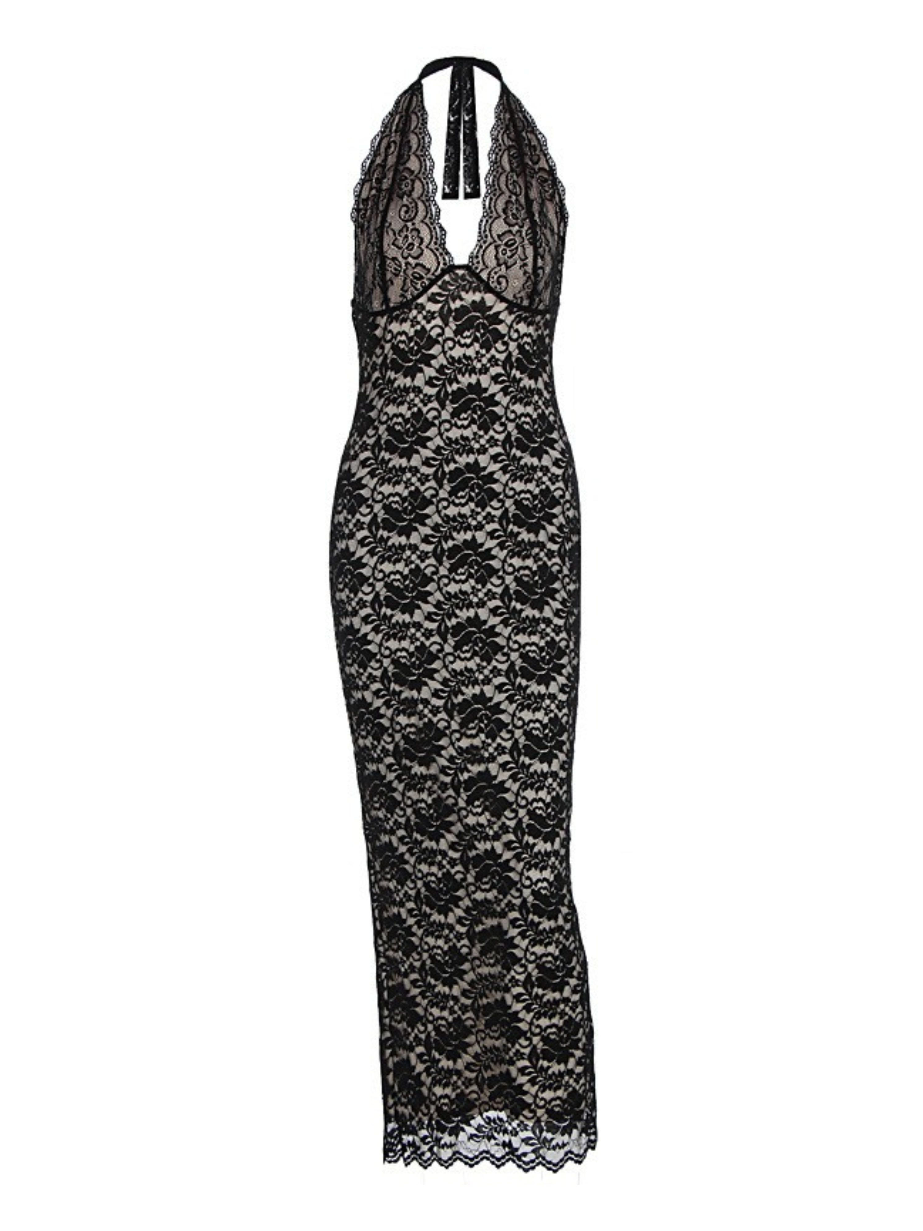 Katya Lace Halter Maxi Dress