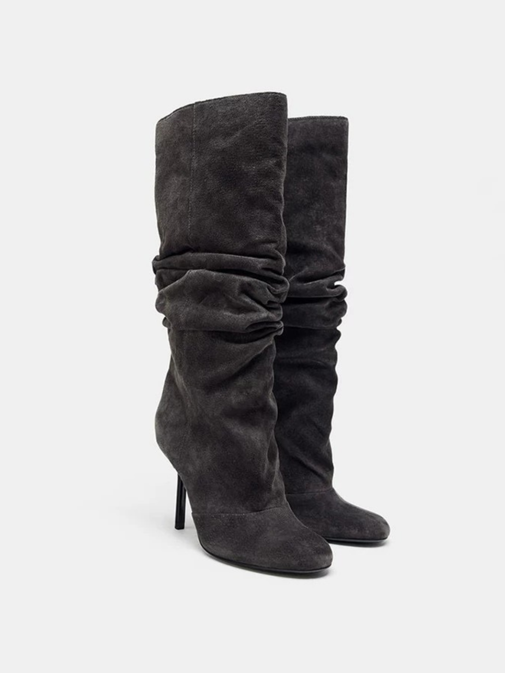 Malia Ruched Suede Stiletto Boots