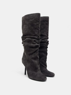Malia Ruched Suede Stiletto Boots