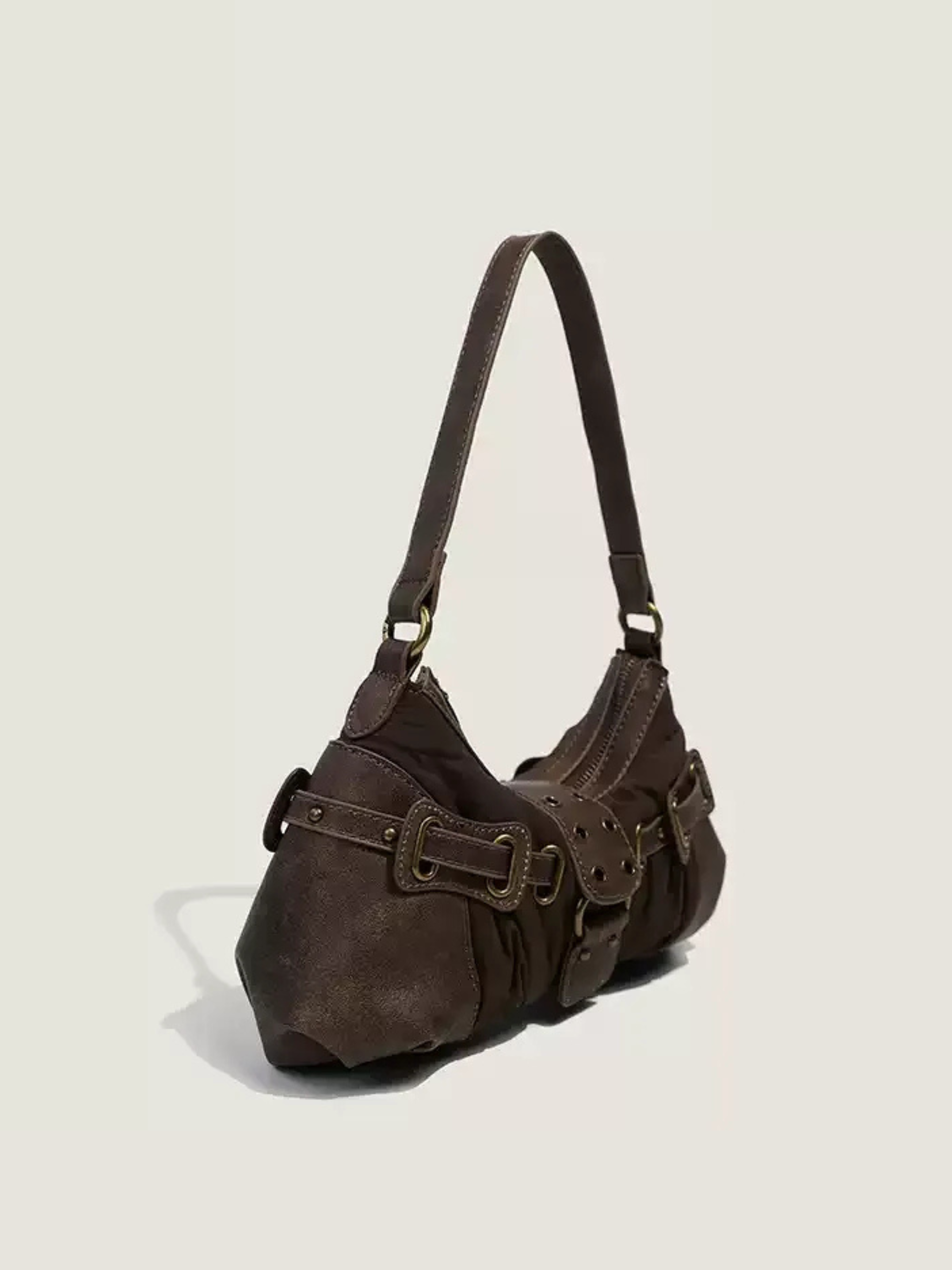 Jade Vintage Buckle Nylon Shoulder Bag