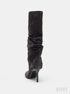 Malia Ruched Suede Stiletto Boots