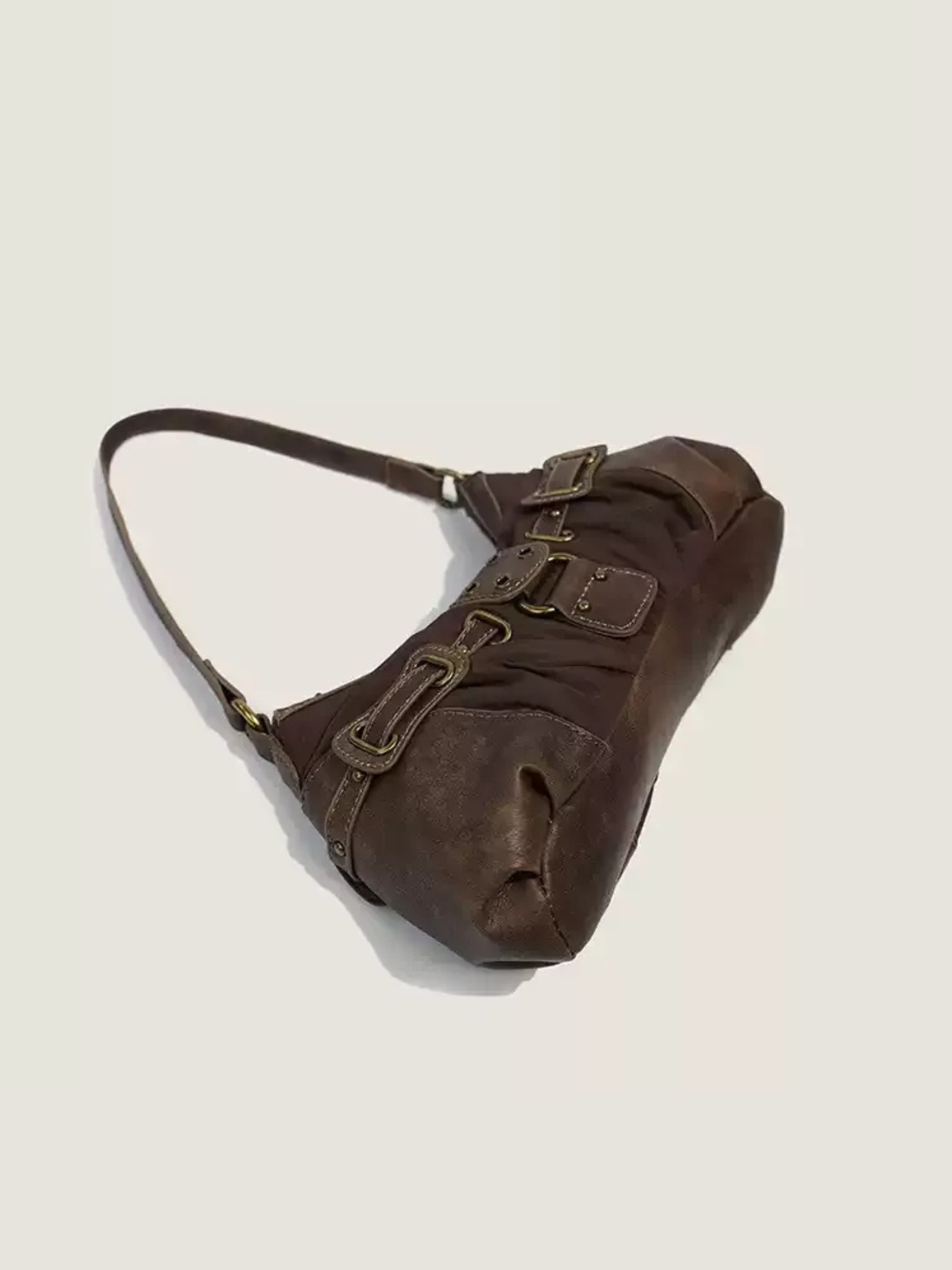Jade Vintage Buckle Nylon Shoulder Bag