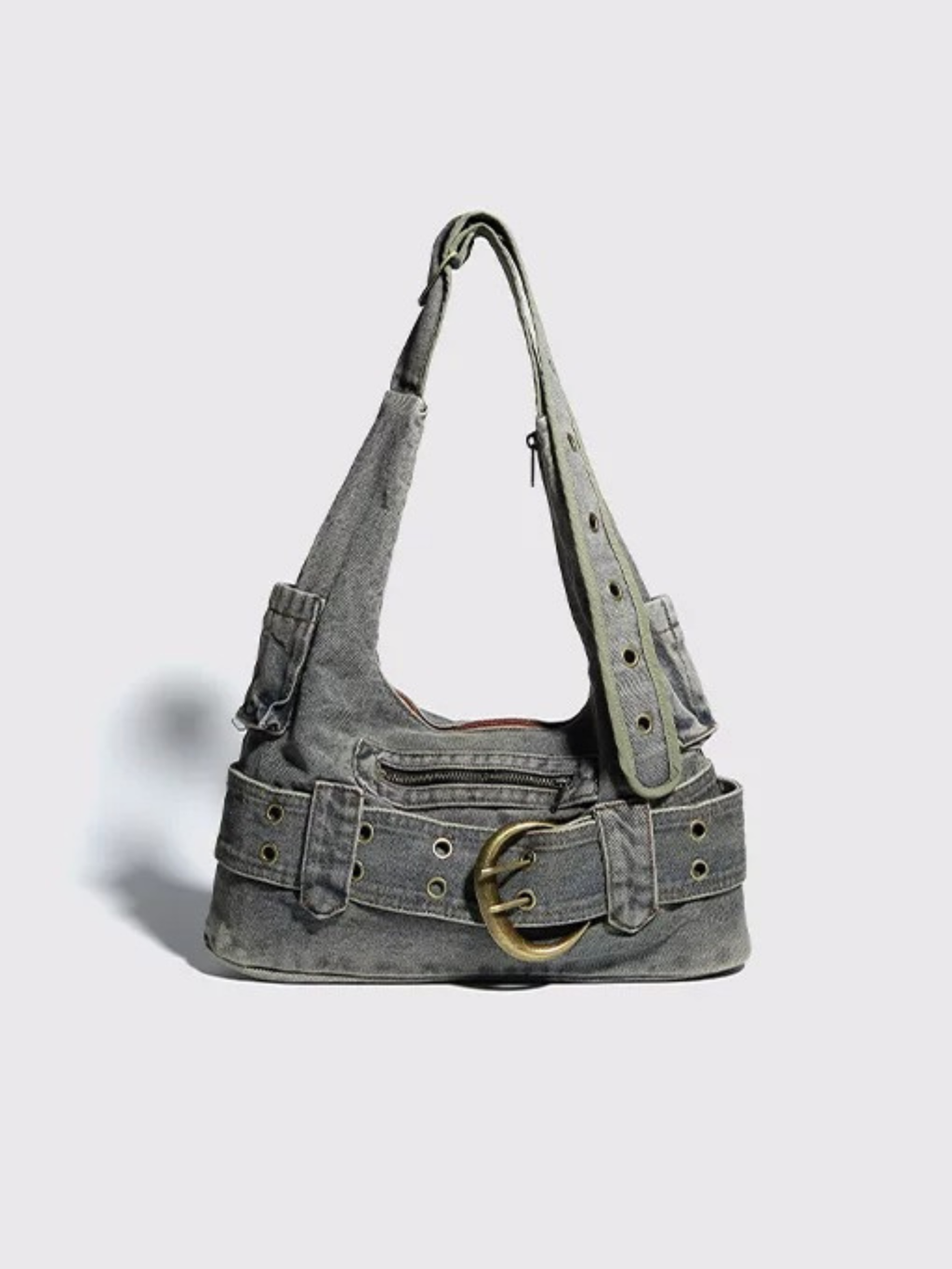 Beatrice Denim Buckle Shoulder Bag