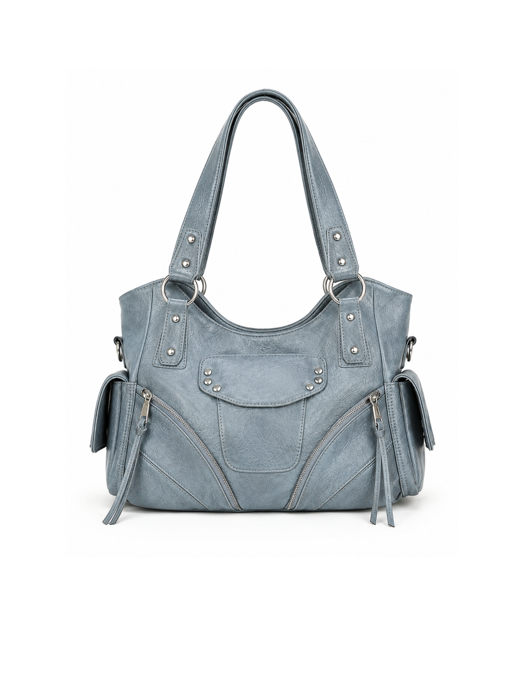 Kallie Vintage Oversized Shoulder Bag in Haze Blue