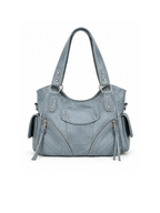Kallie Vintage Oversized Shoulder Bag in Haze Blue