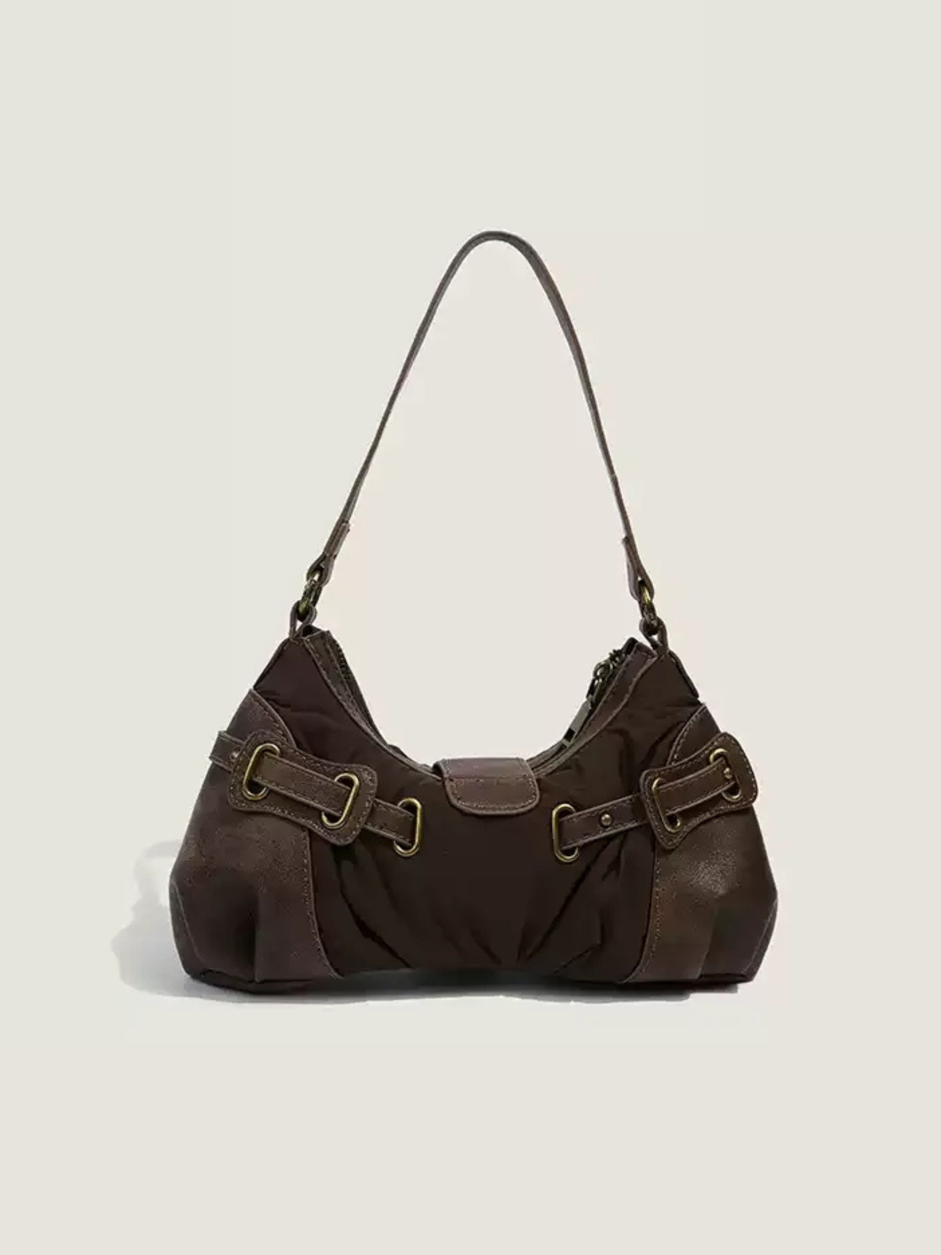 Jade Vintage Buckle Nylon Shoulder Bag