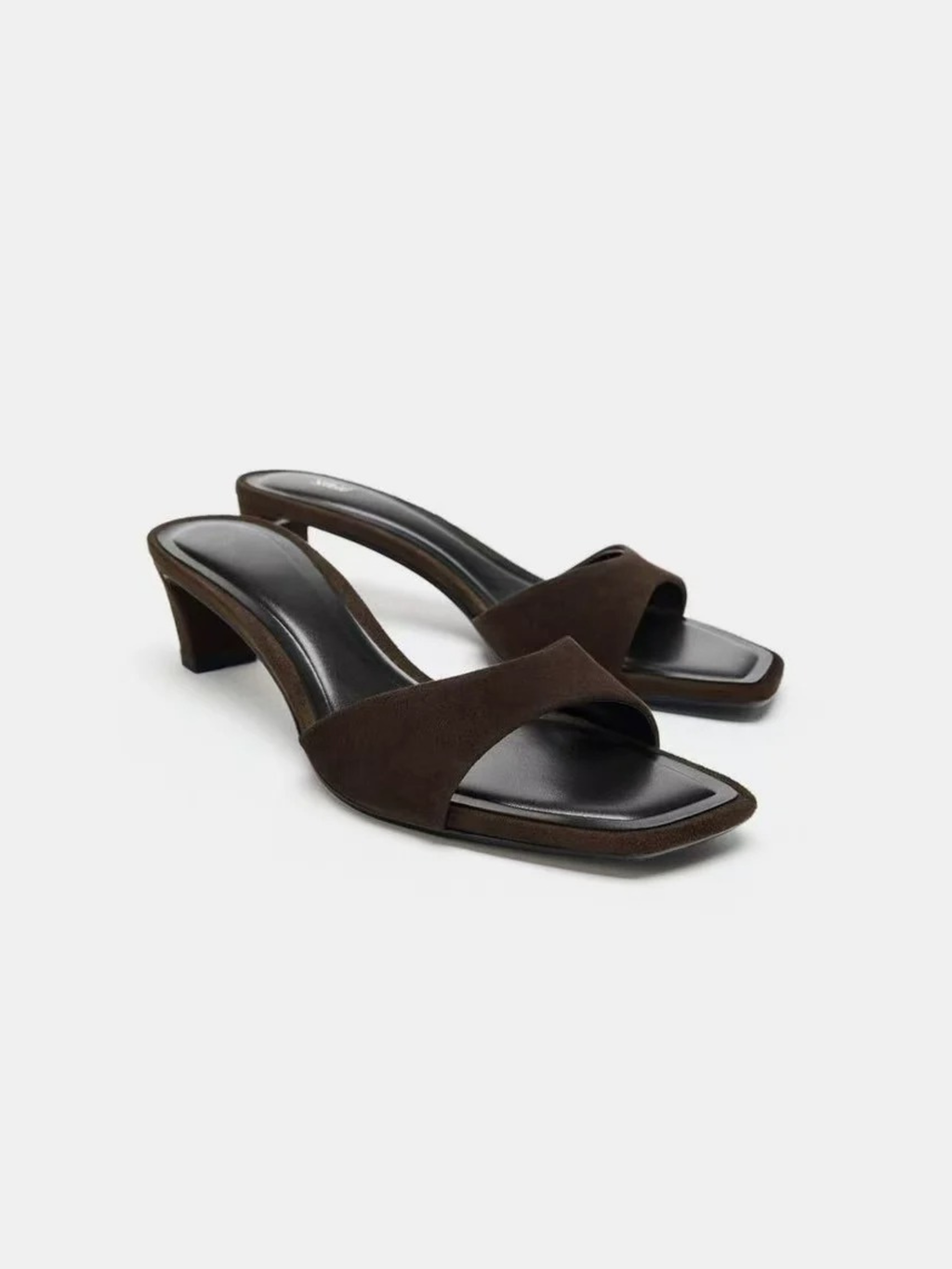 Suede Low-Heel Slide Sandals
