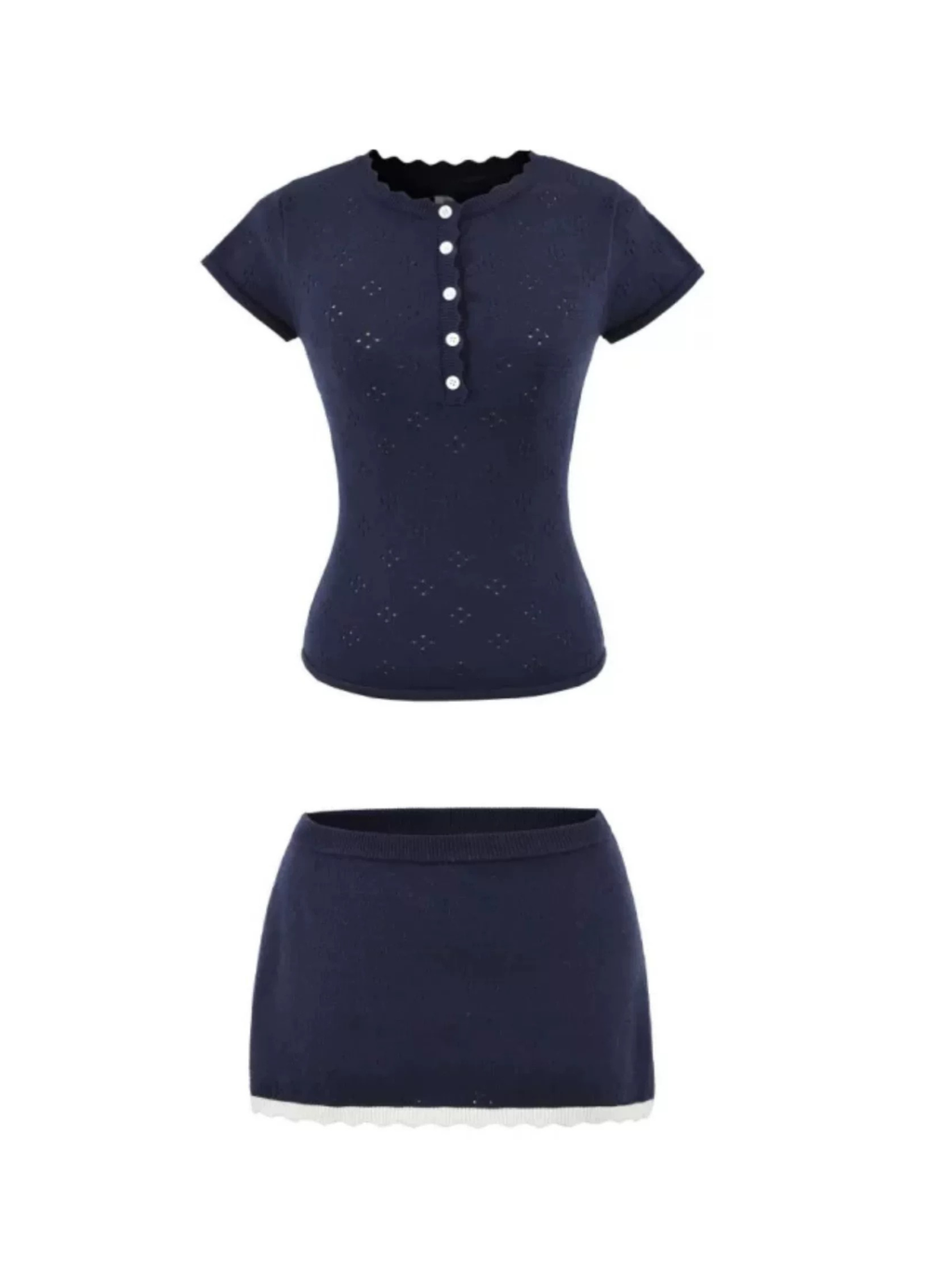 Zoya Eyelet Knit Top & Mini Skirt Set