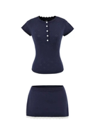 Zoya Eyelet Knit Top & Mini Skirt Set