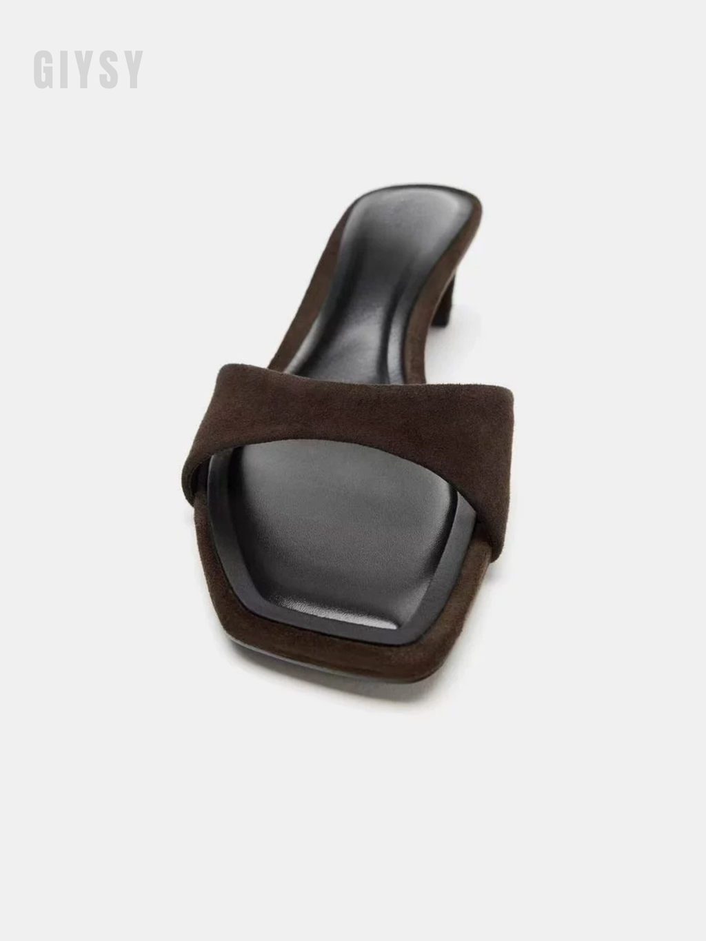 Suede Low-Heel Slide Sandals