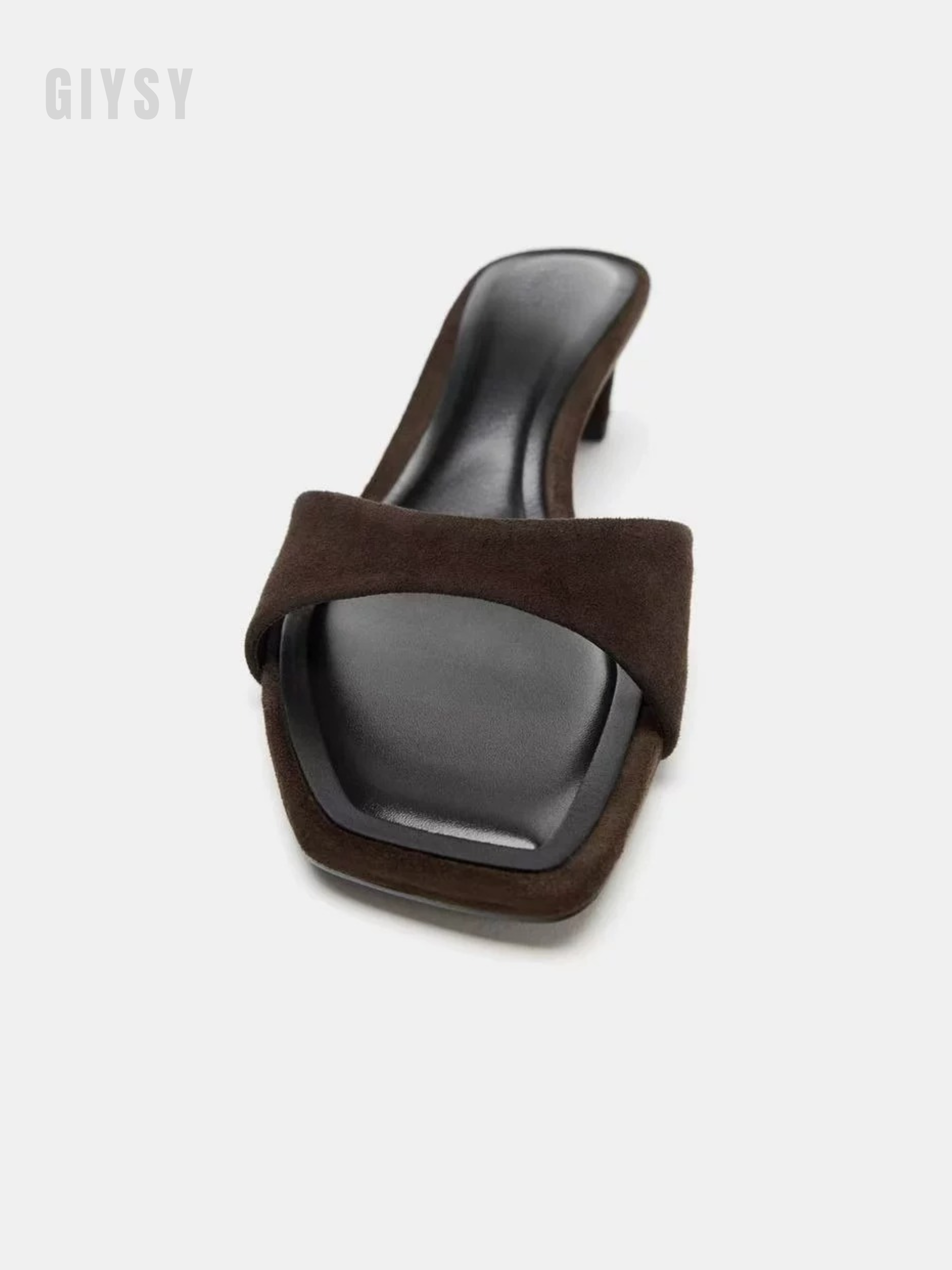 Suede Low-Heel Slide Sandals