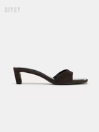 Suede Low-Heel Slide Sandals