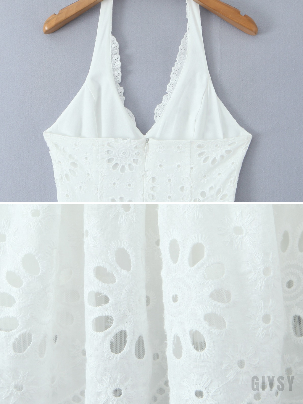 Elisae Eyelet Halter Mini Dress