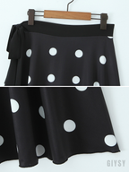 Mirana Polka Dot Side Tie Midi Skirt