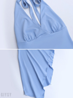 Leora Halter Asymmetrical Midi Dress