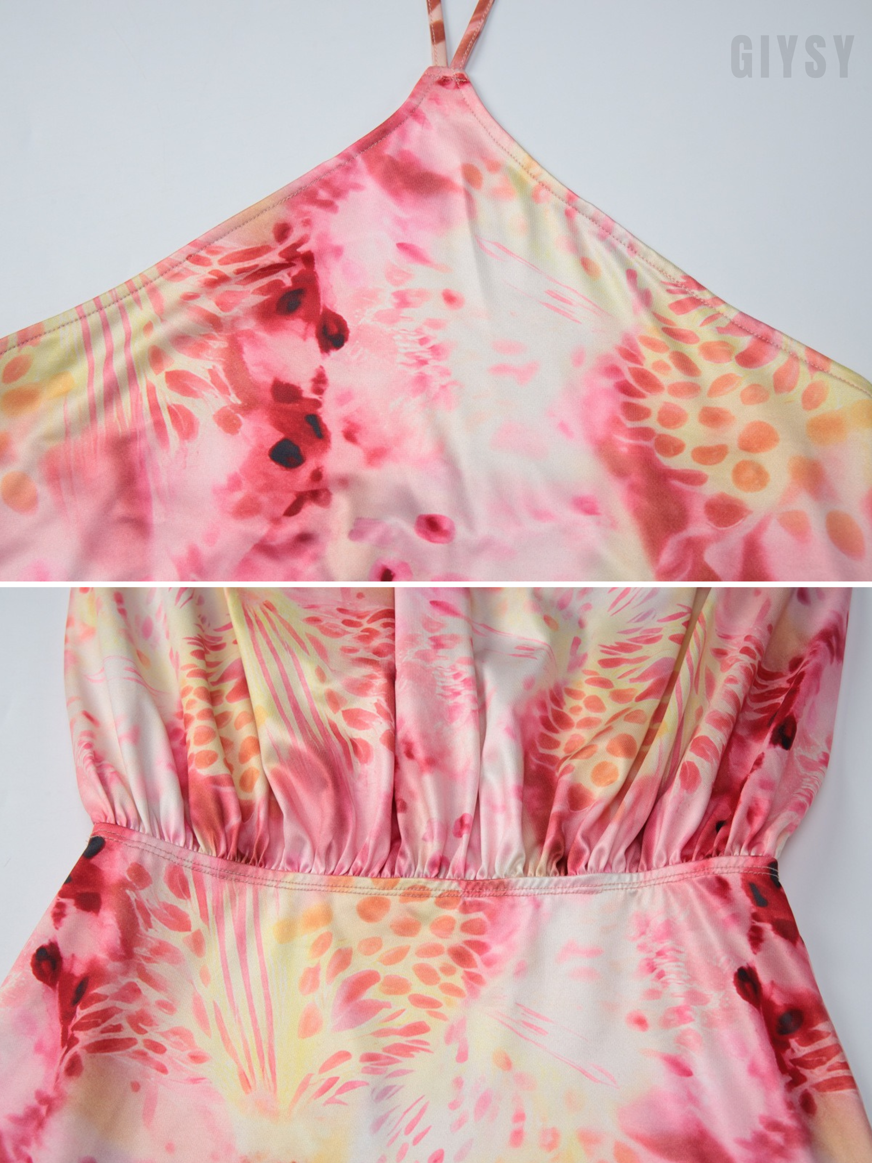 Cerise Backless Halter Mini Dress