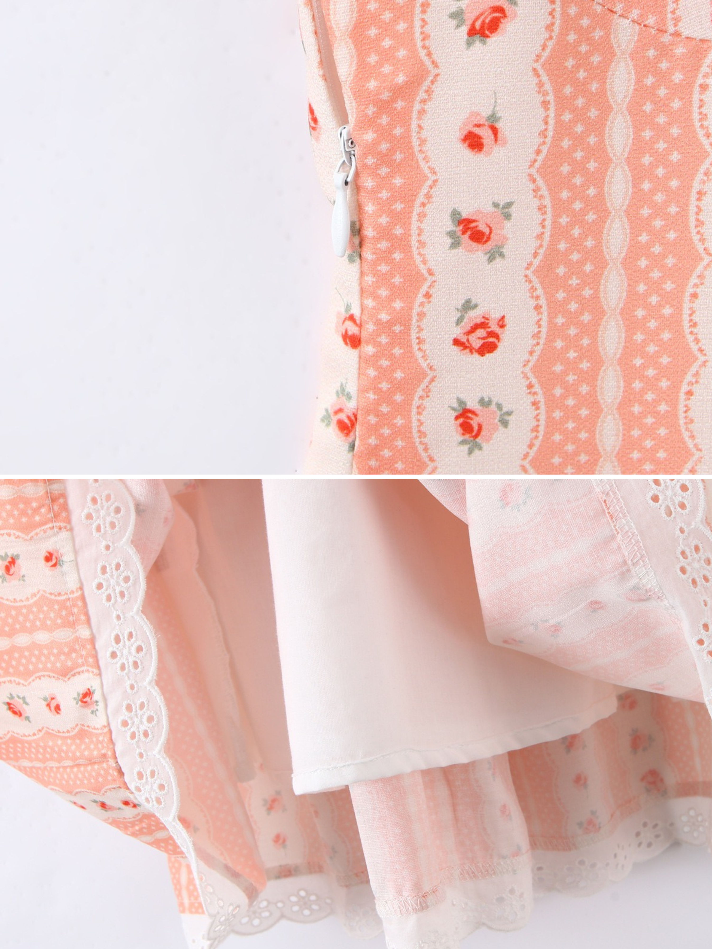 Linet Peach Floral Stripe Mini Dress
