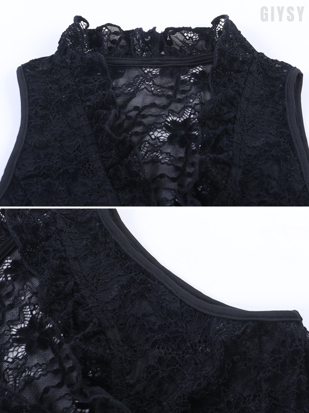 Calista Sheer Lace Tie-Front Top
