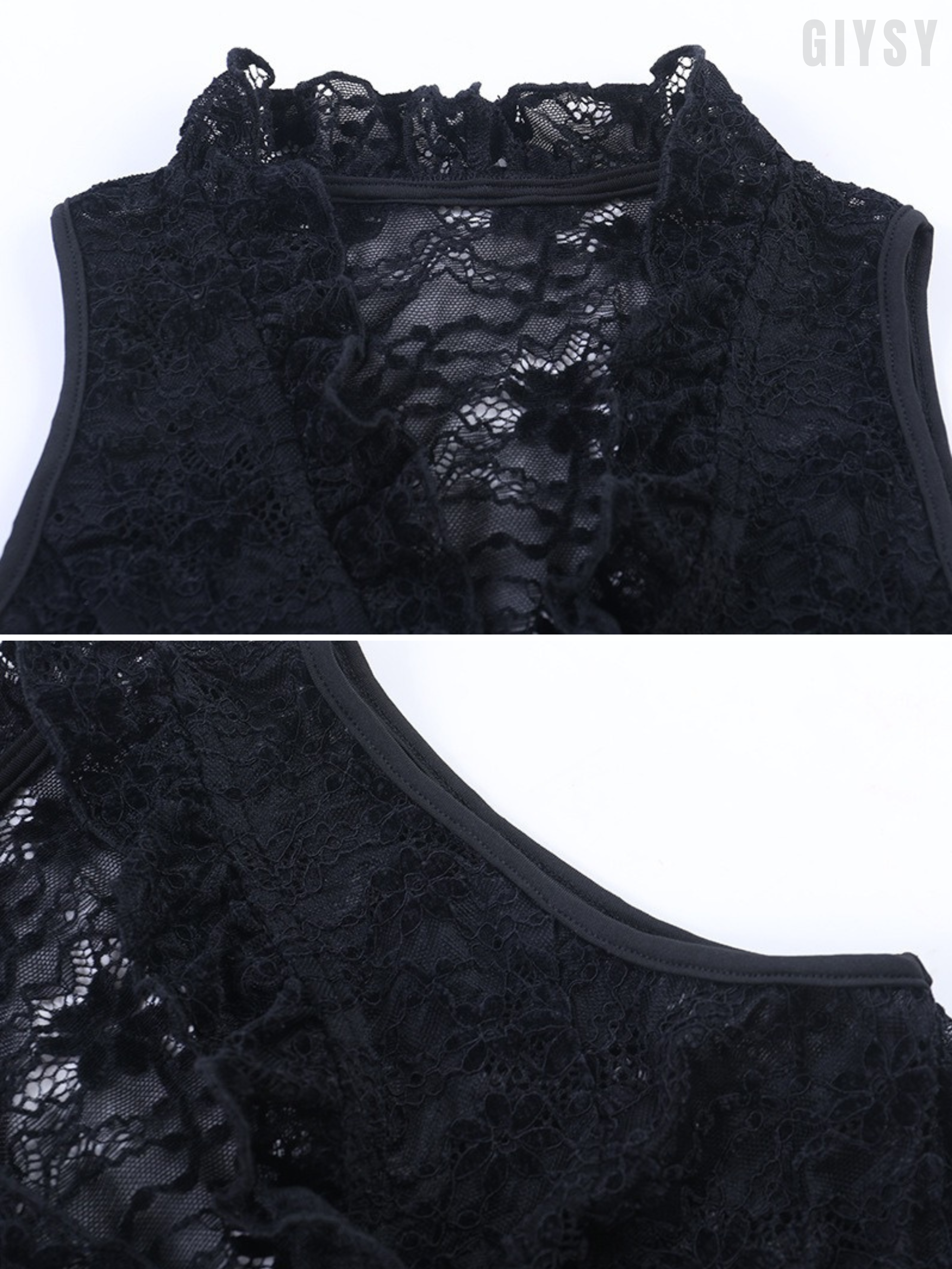 Calista Sheer Lace Tie-Front Top