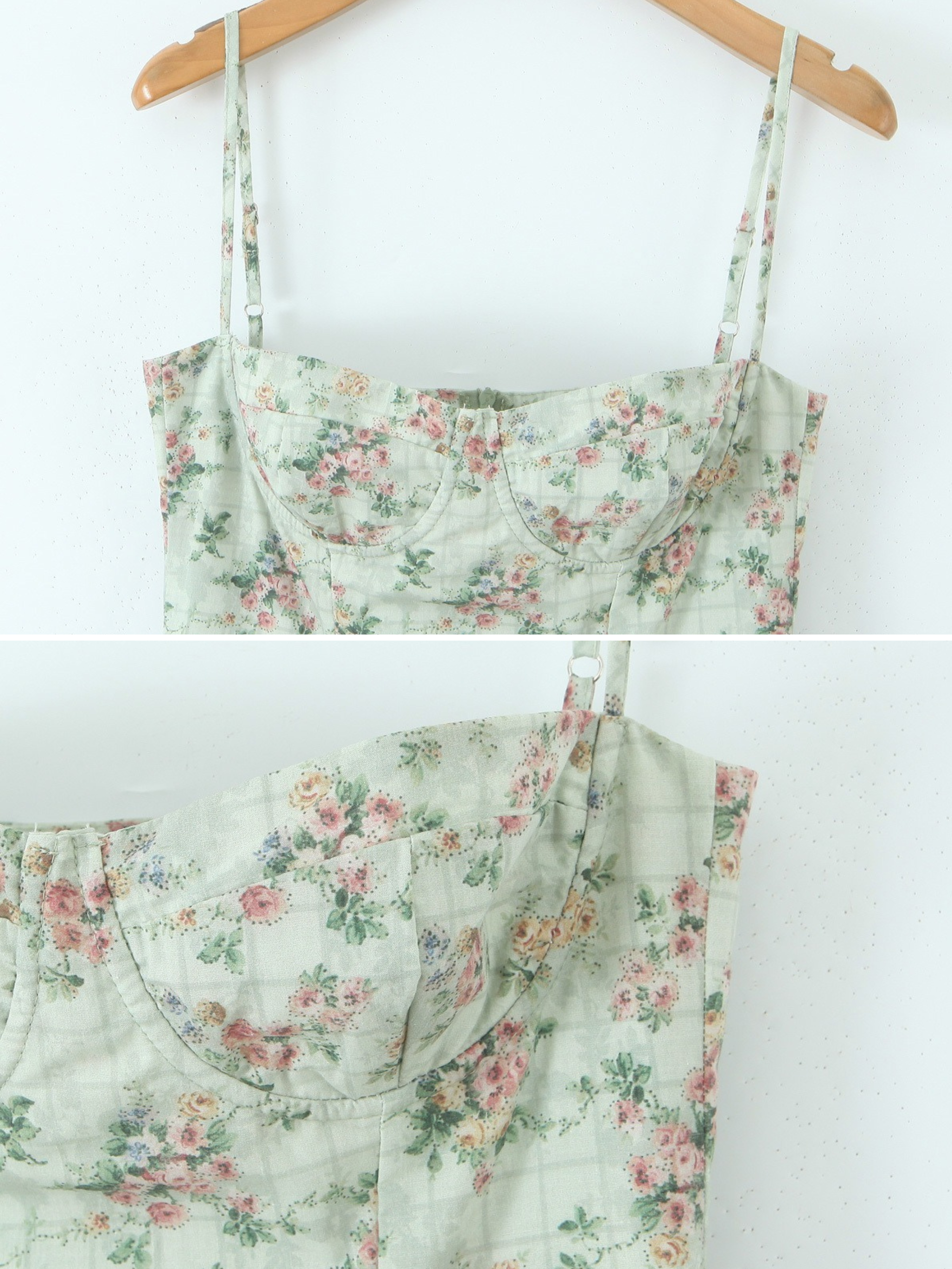 Elora Mint Floral Corset Midi Dress