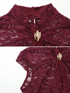 Venya Burgundy Lace Mini Dress