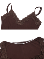 Lace Trim Cami Shorts Set