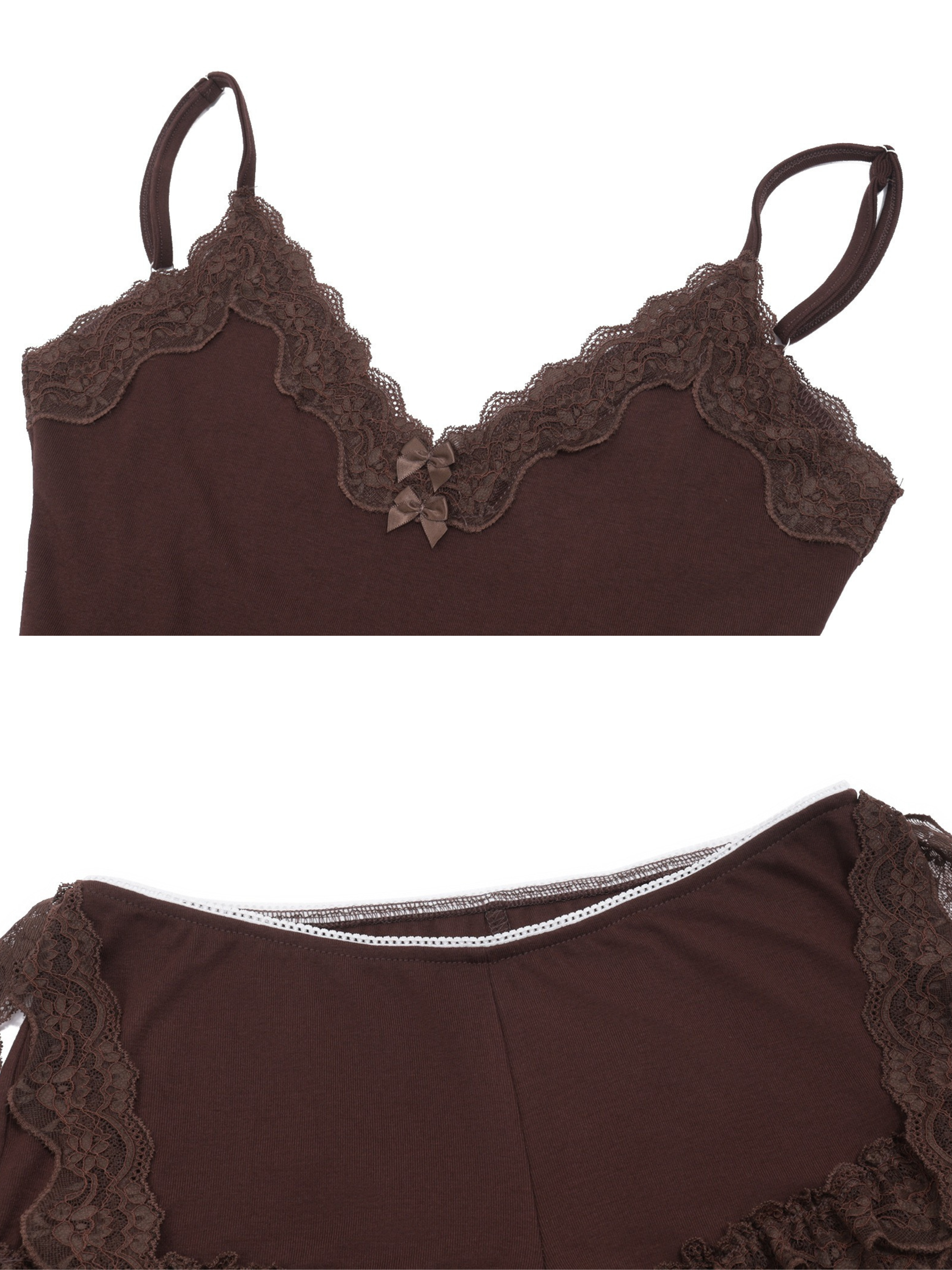 Lace Trim Cami Shorts Set