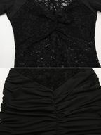 Delara Lace Ruched Mini Dress