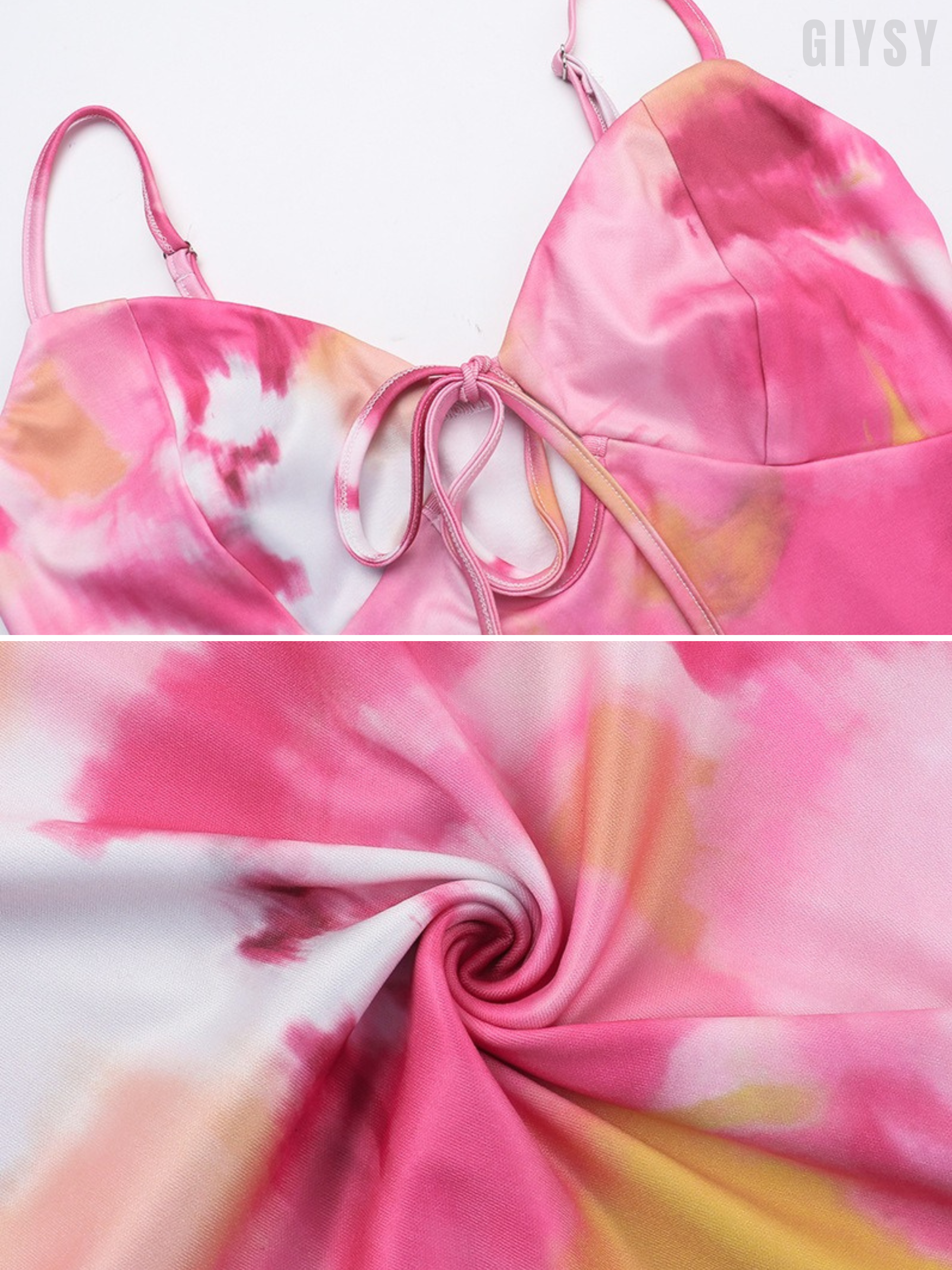 Mireva Pink Sunset Tie-Front Mini Dress