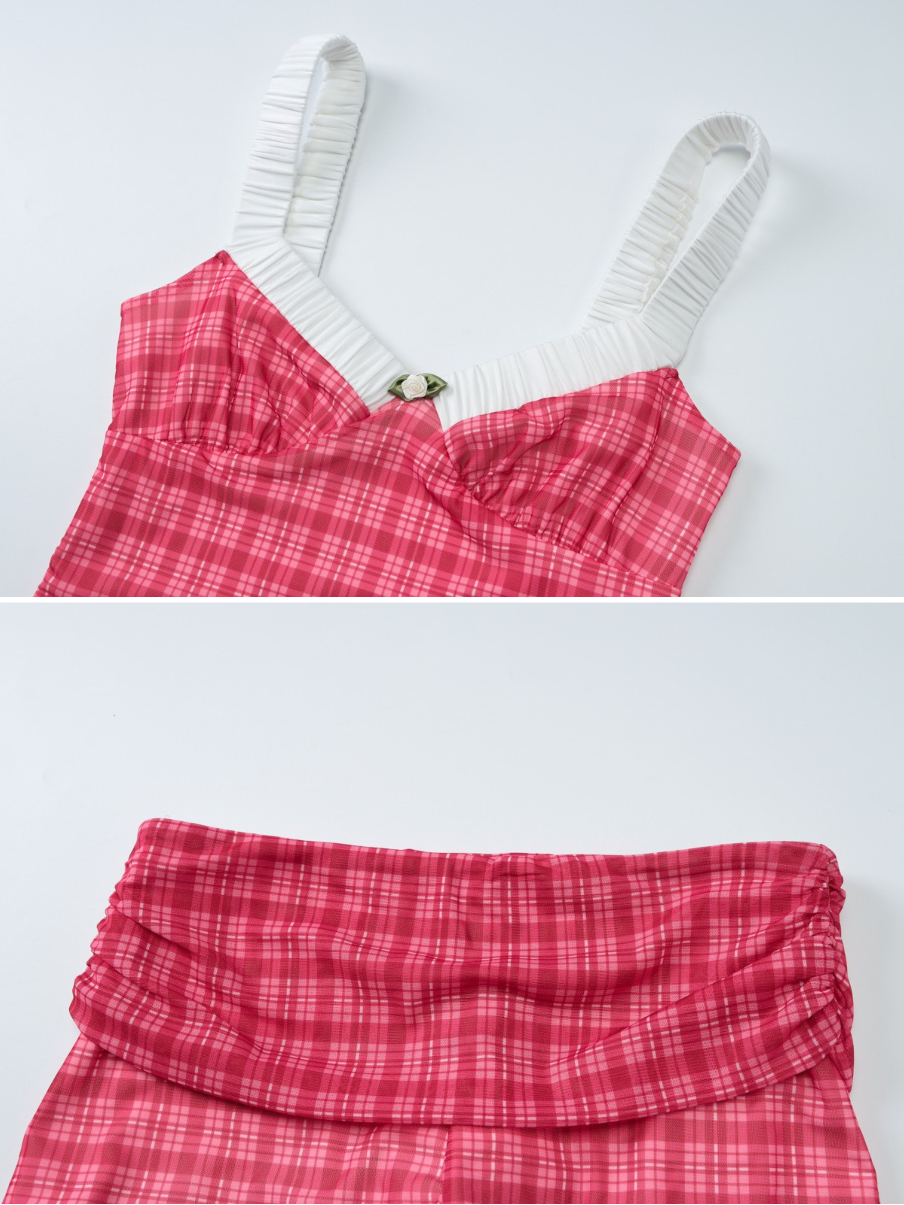 Plaid Ruffle Trim Cami Top & Shorts Set